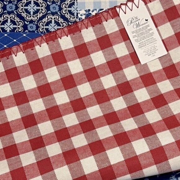 Pioneer Woman Heritage Patchwork Cotton Placemat Reversible Plaid Blue Red 4 PC - Picture 11 of 16